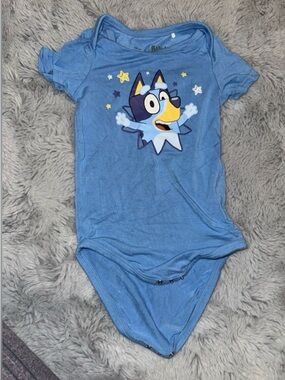 Blue Kids One-Piece Bodysuit with Cartoon Print